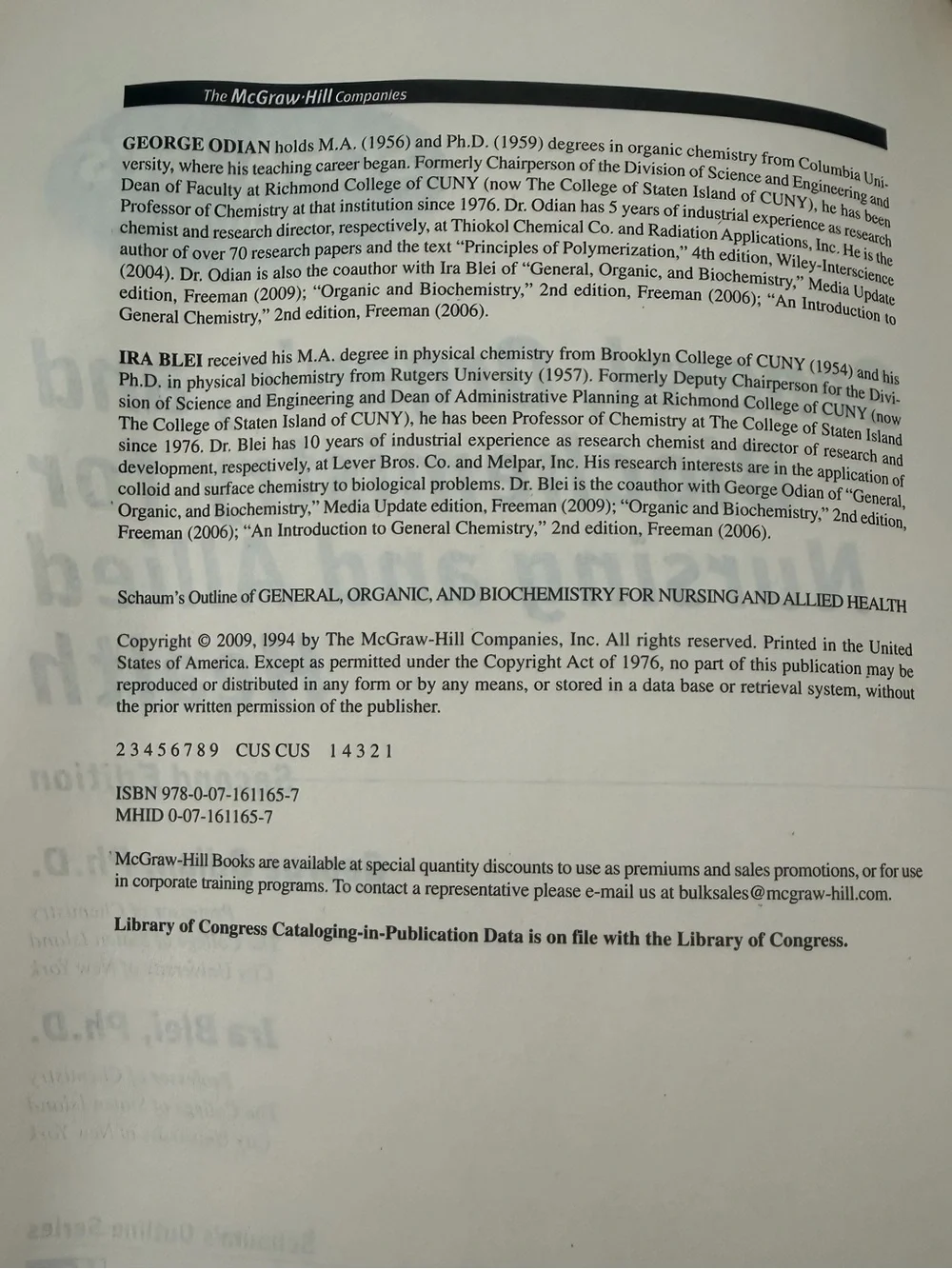 Schaum's Outlines General, Organic, and Biochemistry for Nursing and Allied Heal